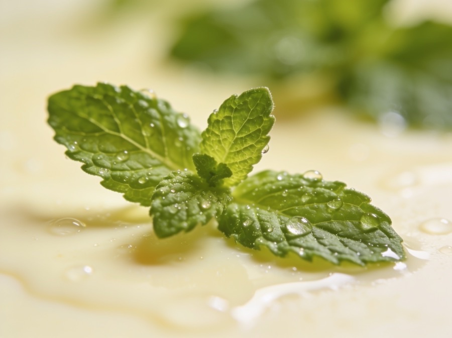 Fresh green peppermint leaves